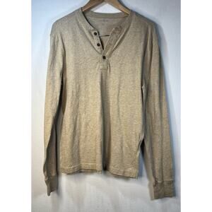J CREW Knitted Cotton HENLEY Pullover Beige Size Medium NWOT Brown Style J8214